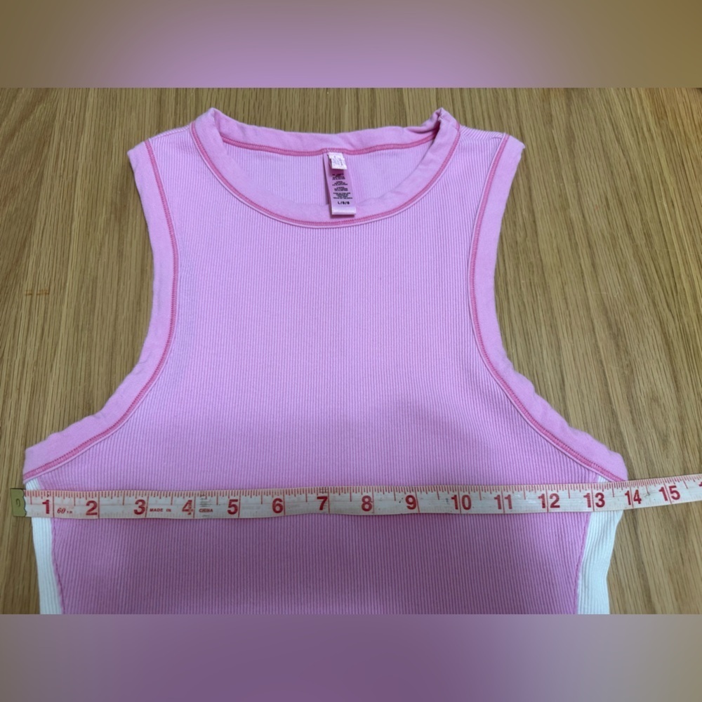 SKIMS Cotton Rib Colorblock Tank Mini Dress – Pink & White – Size L - Picture 10 of 12